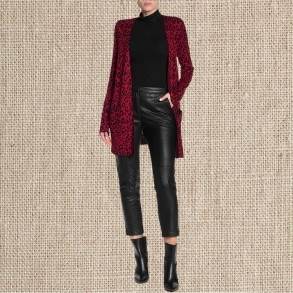 Red leopard cardigan